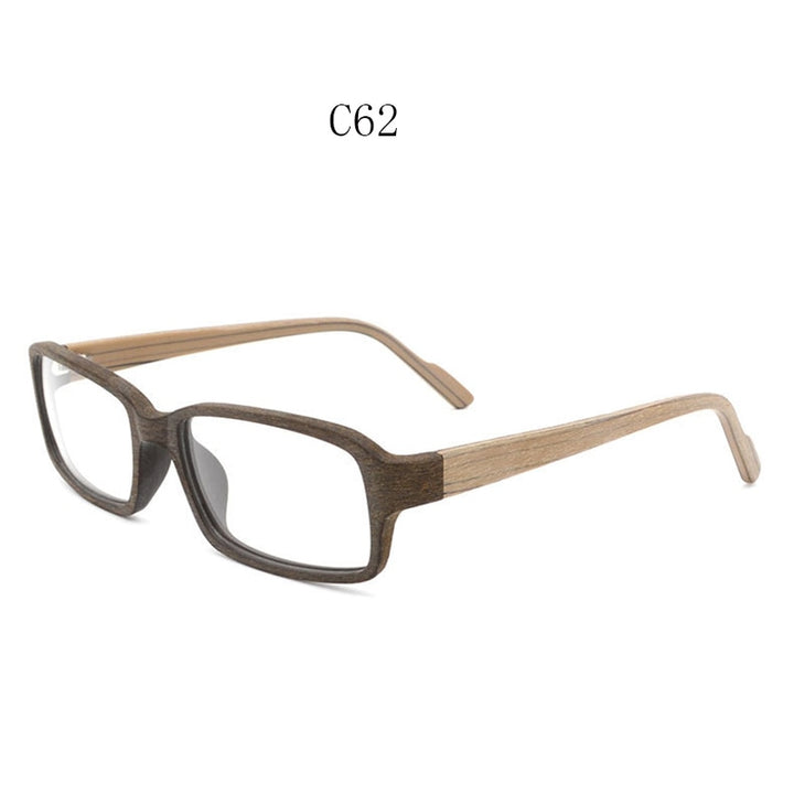 Unisex Eyeglasses Wood Rectangular Frame Ta25596 Frame Hdcrafter Eyeglasses Coffee Brown C62  
