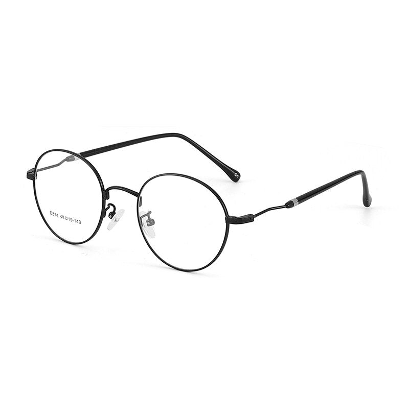 Unisex Round Alloy Frame Eyeglasses Sc814 Frame Bclear black  