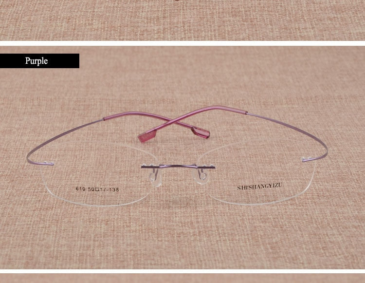 Women's Rimless Titanium Alloy Frame Eyeglasses S610 Rimless Bclear   