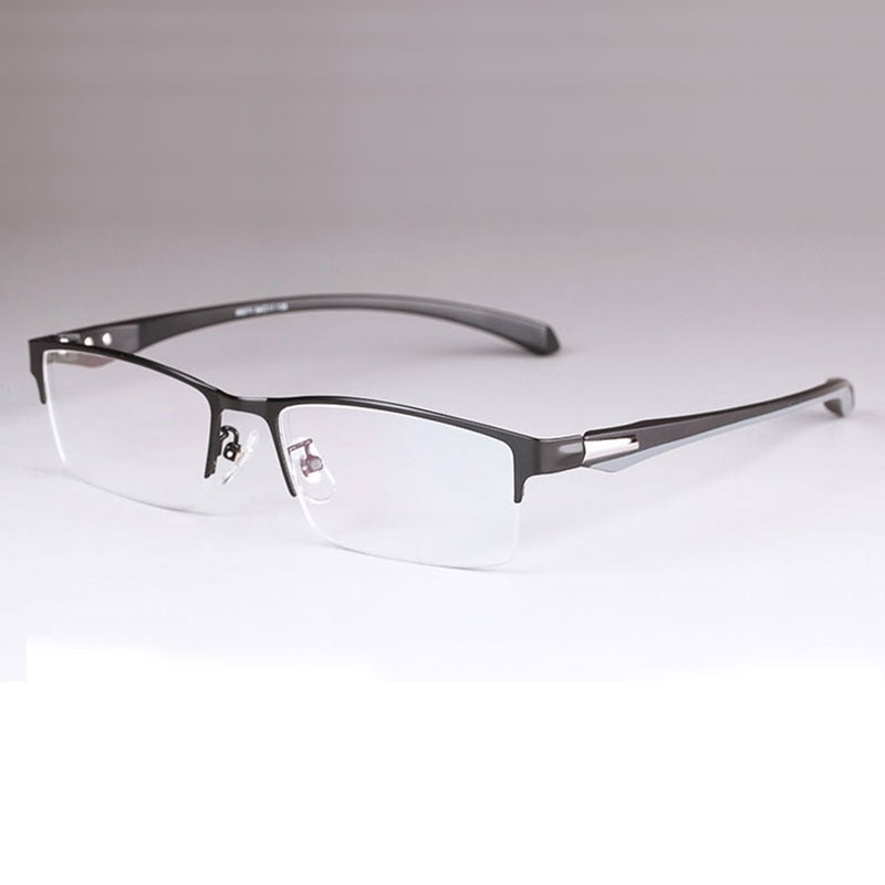 Hotochki Men's Full/Semi Rim Rectangular IP Electroplated Alloy Frame Eyeglasses Semi Rim Hotochki BlackSemiRim  