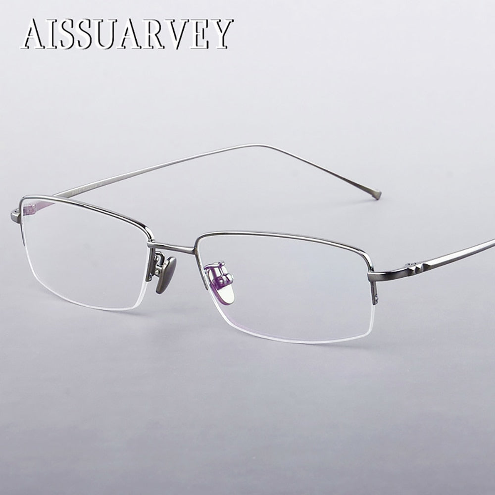 Aissuarvey Men's Semi Rim Titanium Frame  Eyeglasses As160031 Semi Rim Aissuarvey Eyeglasses gray  