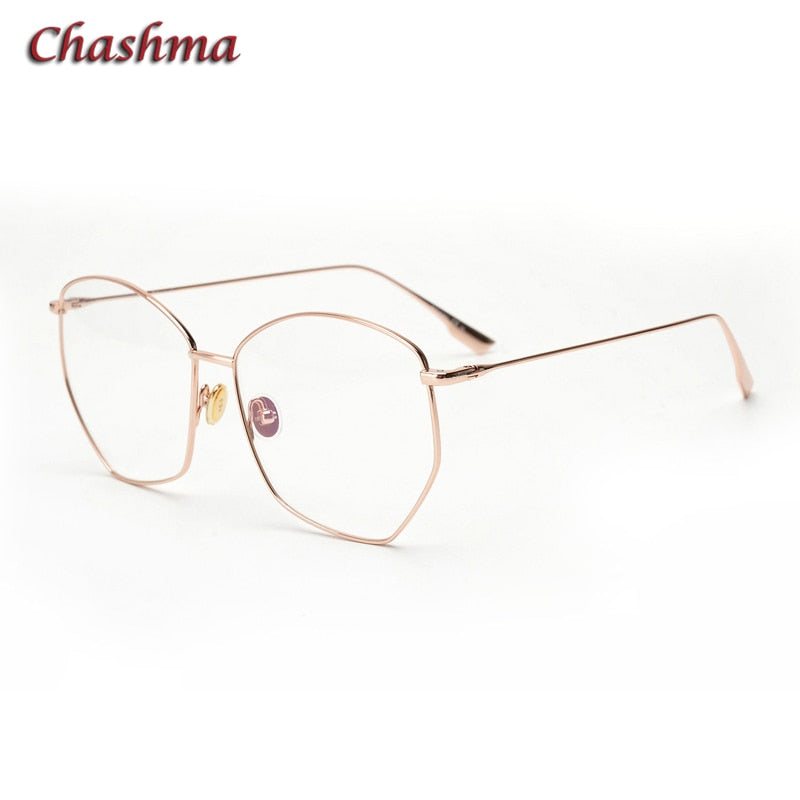 Chashma Ochki Women's Full Rim Irregular Octagon Titanium Eyeglasses 8302 Full Rim Chashma Ochki Rose Gold  
