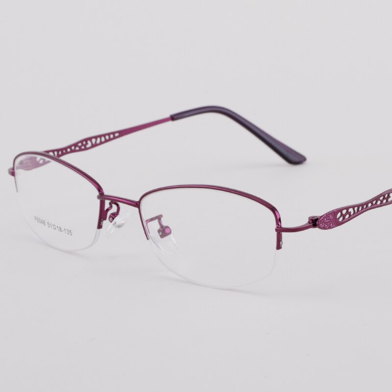 Women's Half Rim Hollow Alloy Frame Eyeglasses 6048 Semi Rim Bclear   