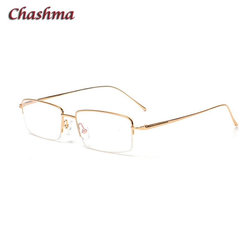 Chashma Ochki Men's Semi Rim Square Titanium Eyeglasses 9867 Semi Rim Chashma Ochki Gold  