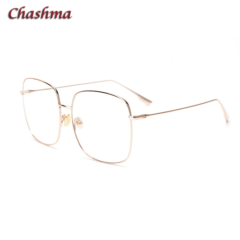 Chashma Ochki Women's Full Rim Round Square Titanium Eyeglasses 18 Full Rim Chashma Ochki Gold  