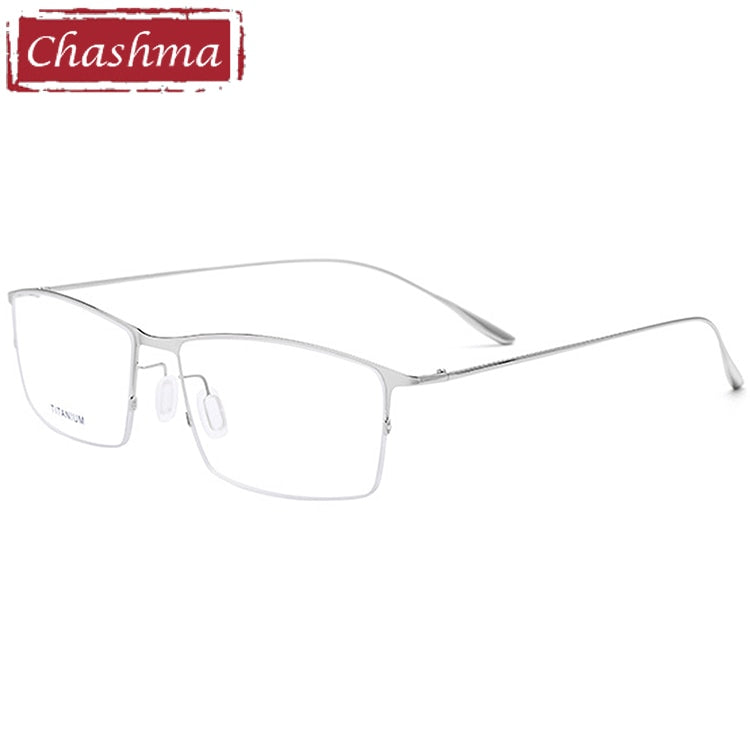 Men's Eyeglasses Titanium Half Frame Semi Rimmed 2611 Semi Rim Chashma Silver  