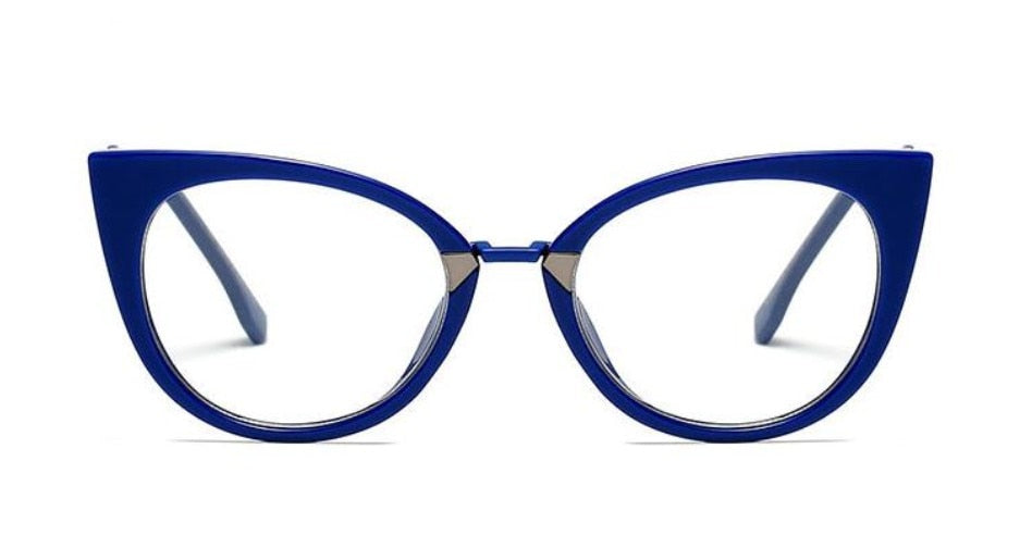 CCSpace Women's Full Rim Cat Eye Acetate Frame Eyeglasses 45045 Full Rim CCspace C8 blue clear  