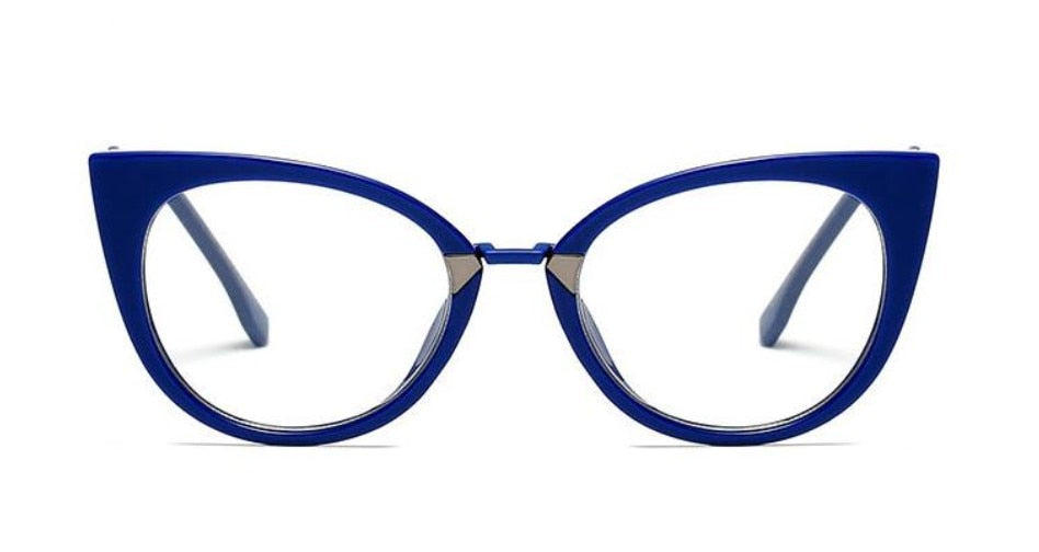 CCspace Women's Full Rim Cat Eye Acetate Frame Eyeglasses 45045 Full Rim CCspace C8 blue clear  