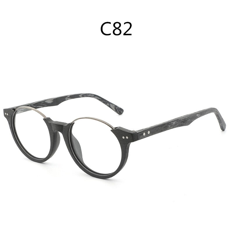 Hdcrafter Unisex Full Rim Square Wood Metal Frame Eyeglasses Ft5359 Full Rim Hdcrafter Eyeglasses C82  