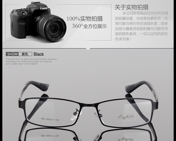 Men's Rectangular Alloy Frame Eyeglasses 902m Frame Bclear   