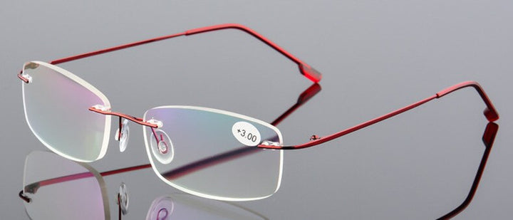 Unisex Presbyopic Rimless Alloy Folding Reading Glasses 3002 Reading Glasses Brightzone +100 Red 