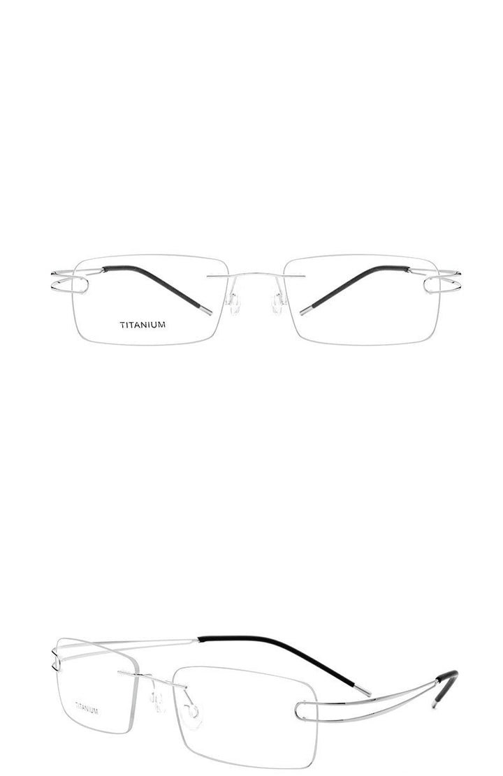 Hdcrafter Unisex Rimless Rectangle Titanium Frame Eyeglasses 50003 Rimless Hdcrafter Eyeglasses   