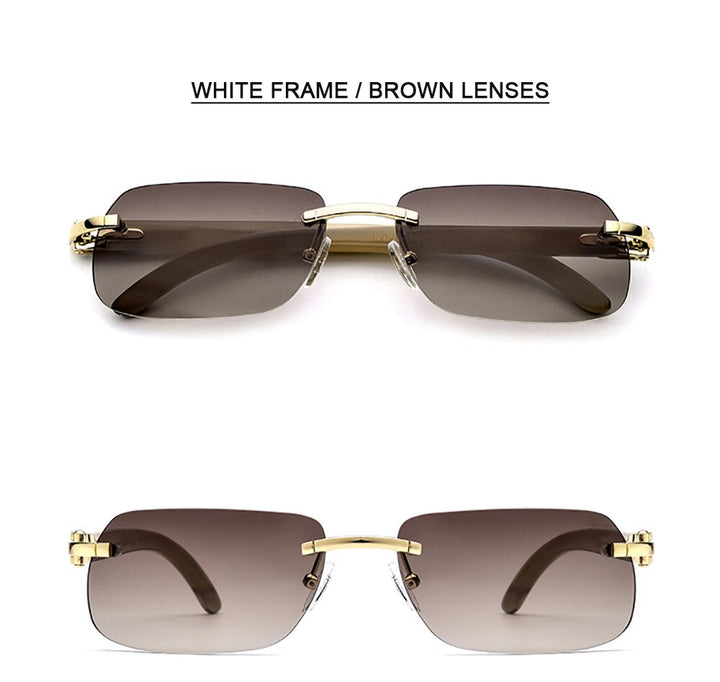 Aissuarvey Men's Rimless Rectangle Alloy Frame Horn Temple Polarized Sunglasses As183008161 Sunglasses Aissuarvey Sunglasses   
