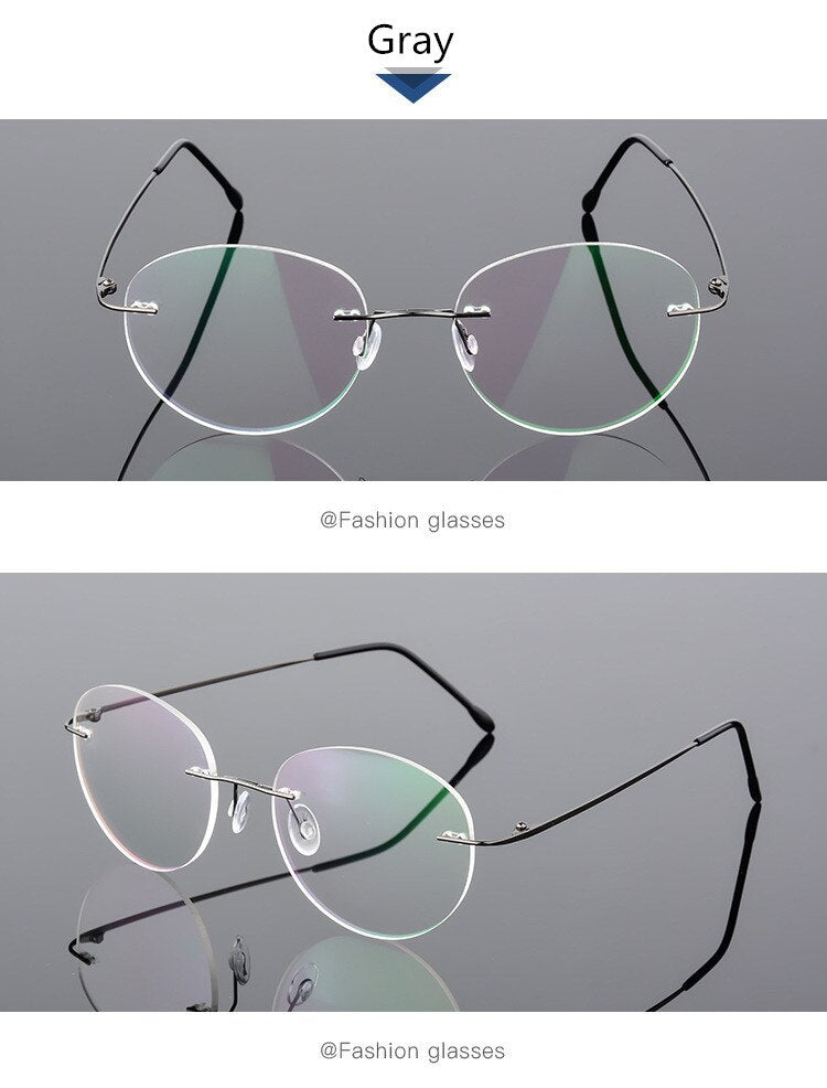 Unisex Eyeglasses Round Ultra-light Memory Titanium Alloy 862 Frame SunnyFunnyDay C2 Gray  