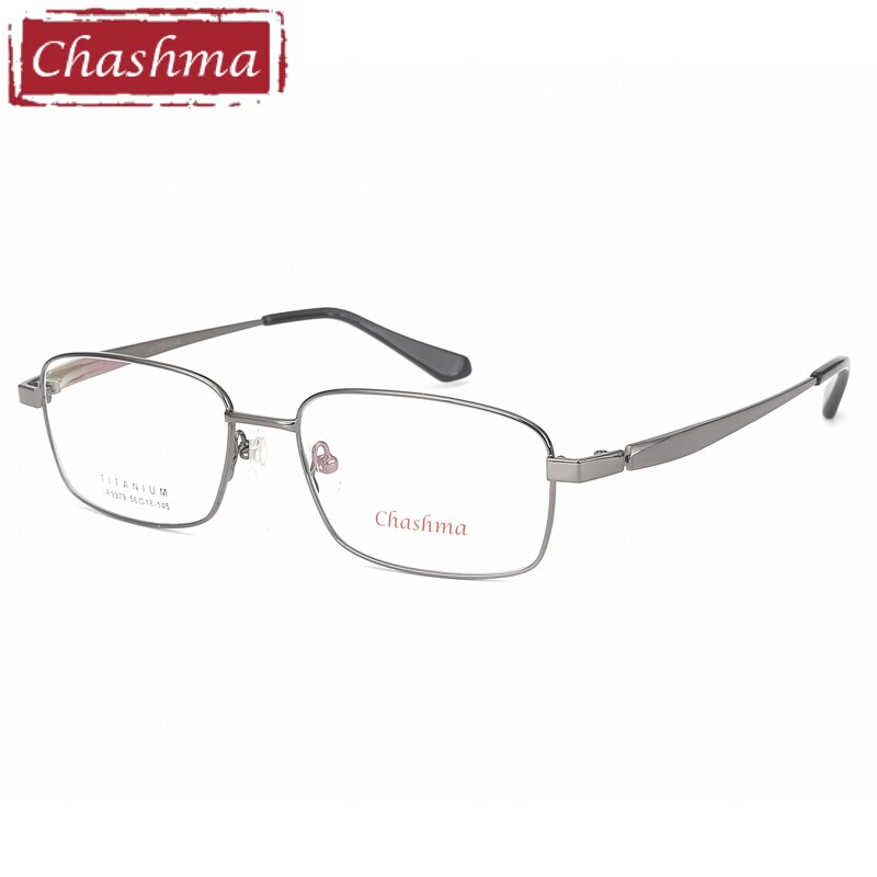 Chashma Ottica Men's Full Rim Large Square Titanium Eyeglasses 9979 Full Rim Chashma Ottica Gray  