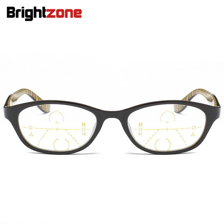 Unisex Oval Plastic Titanium Frame Progressive Lens Reading Glasses Reading Glasses Brightzone   