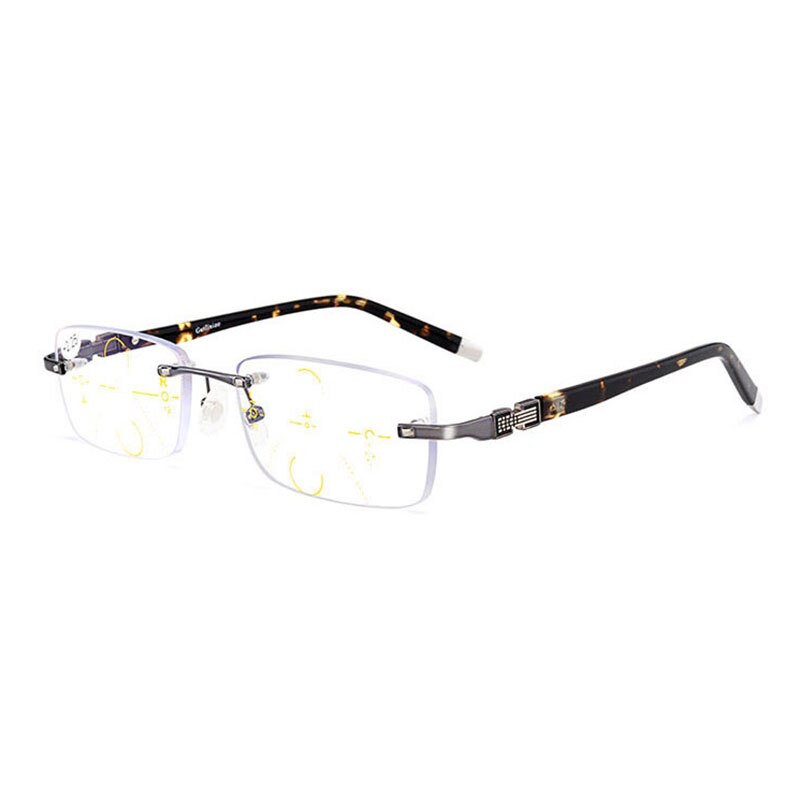 Hotochki Men's Rimless Titanium Alloy Frame Progressive Reading Glasses Anti Blue Light 656 Reading Glasses Hotochki   