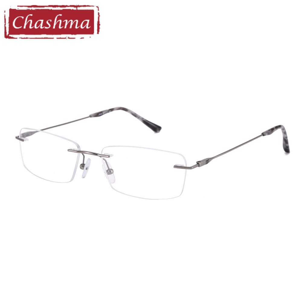 Chashma Ottica Unisex Rimless Square Titanium Eyeglasses 2935 Rimless Chashma Ottica Gray  
