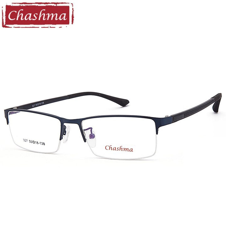 Chashma Ottica Men's Semi Rim Square Tr 90 Alloy Eyeglasses 927 Semi Rim Chashma Ottica Blue  