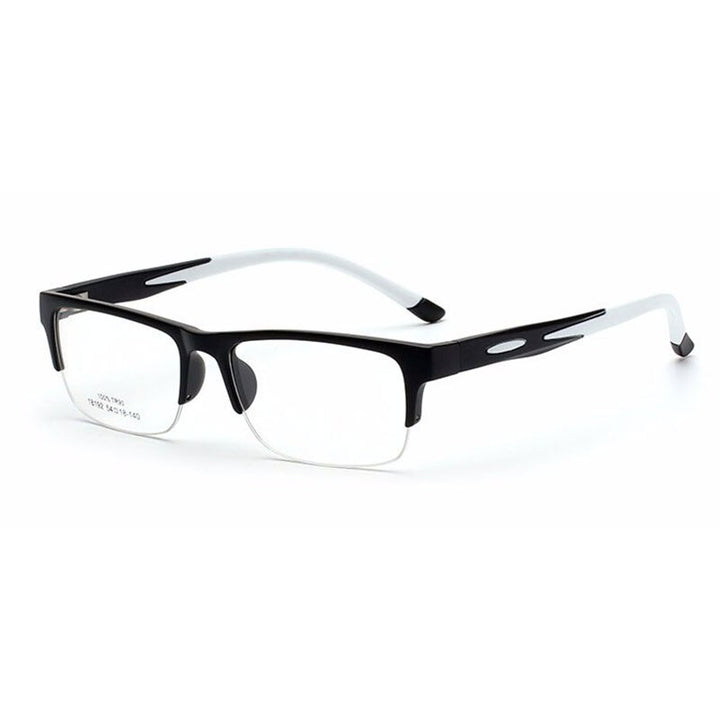 Hotochki Unisex Semi Rim TR-90 Resin Square Frame Eyeglasses 18192 Semi Rim Hotochki black white  