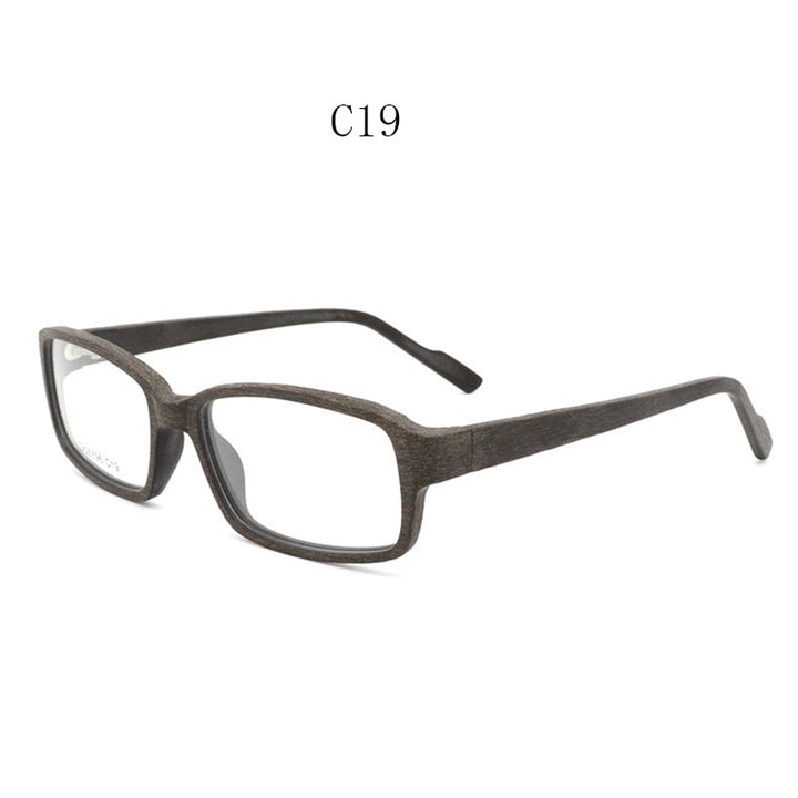 Unisex Eyeglasses Wood Rectangular Frame Ta25596 Frame Hdcrafter Eyeglasses Coffee C19  