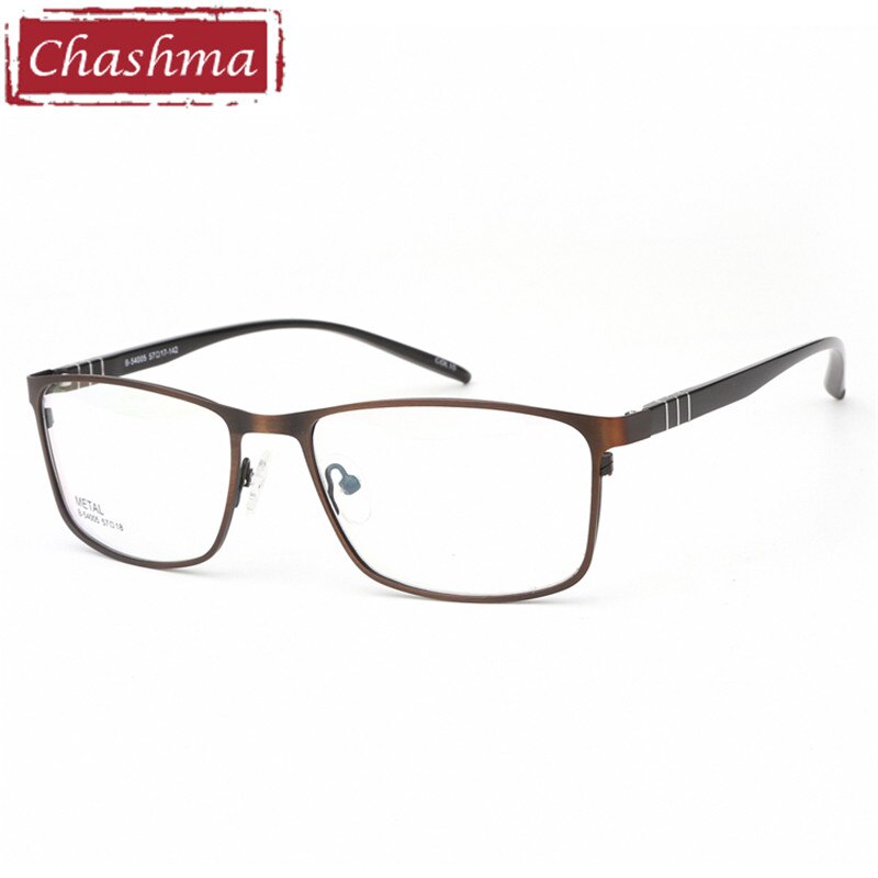 Chashma Ottica Men's Full Rim Large Square Tr 90 Alloy Eyeglasses 54005 Full Rim Chashma Ottica Brown  