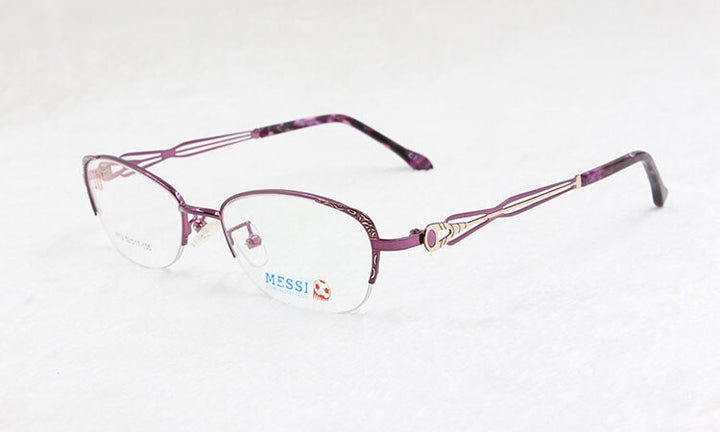 Women's Eyeglasses Cat Eye Style Metal Alloy Half Frame1012 Frame Bclear Purple  