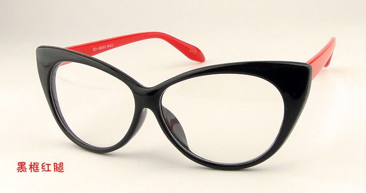 Women's Reading Glasses Acetate Cat Eye -1 To -6 Reading Glasses Brightzone black frame red legs  