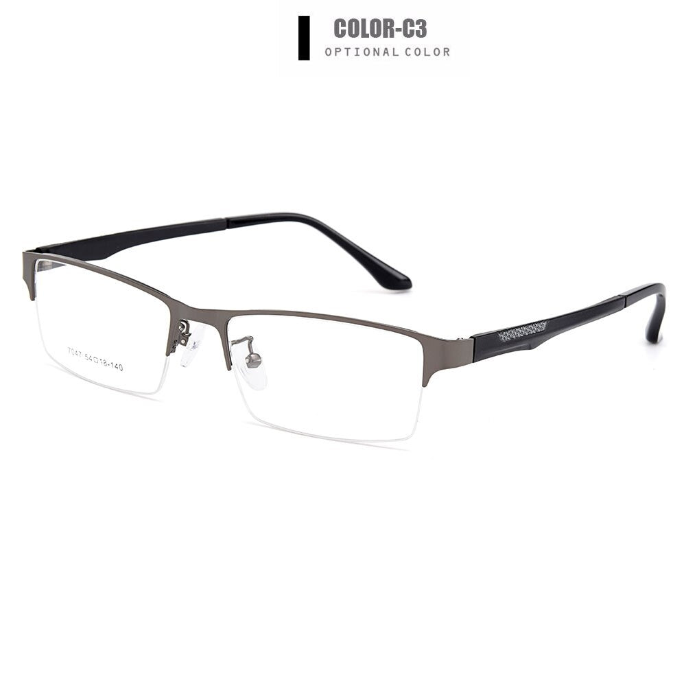 Men's Eyeglasses Semi Rim Titanium Alloy Square Y7047 Frames Gmei Optical C3  