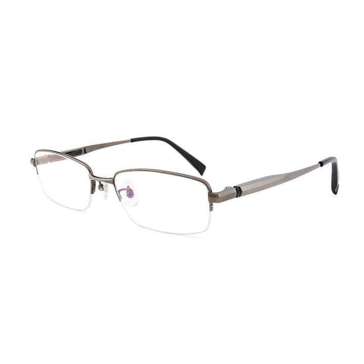 Hotochki Men's Full/Semi Rim Titanium Frame Progressive Reading Glasses 81133 Reading Glasses Hotochki +100 Half rim grey 