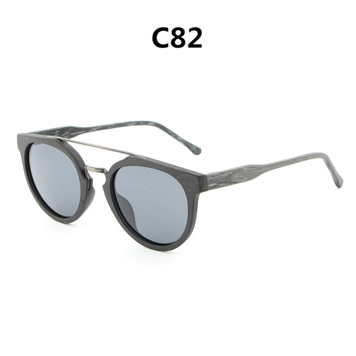 Hdcrafter Unisex Full Rim Round Wood Metal Frame Polarized Sunglasses Lhb023 Sunglasses HdCrafter Sunglasses C82  