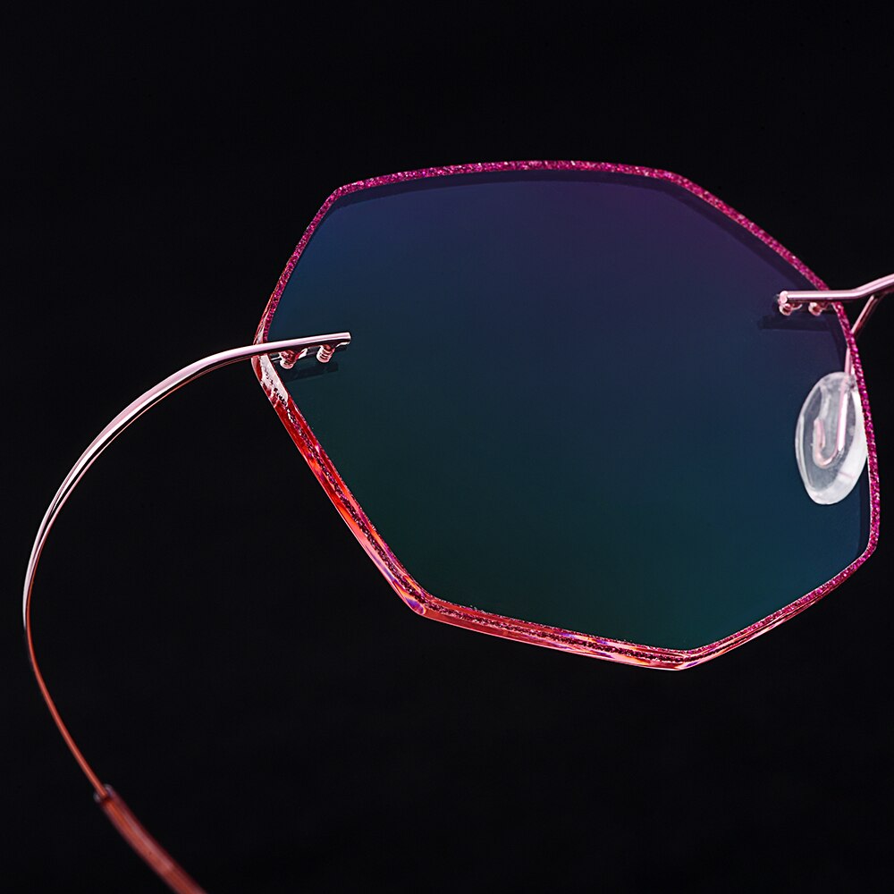 Women's Eyeglasses Ultra-light Titanium Alloy Rimless Gradient Pink T80892 Rimless Gmei Optical   