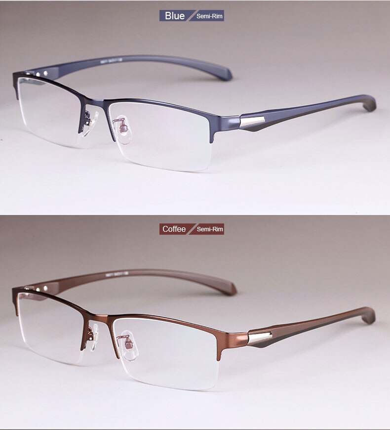 Hotochki Men's Full/Semi Rim Rectangular IP Electroplated Alloy Frame Eyeglasses Semi Rim Hotochki   