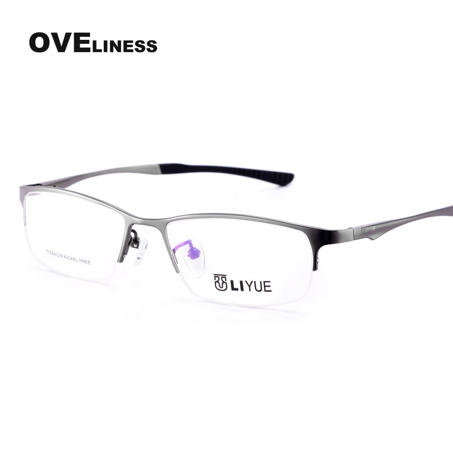 Oveliness Men's Semi Rim Square Titanium Eyeglasses 9527 Semi Rim Oveliness   
