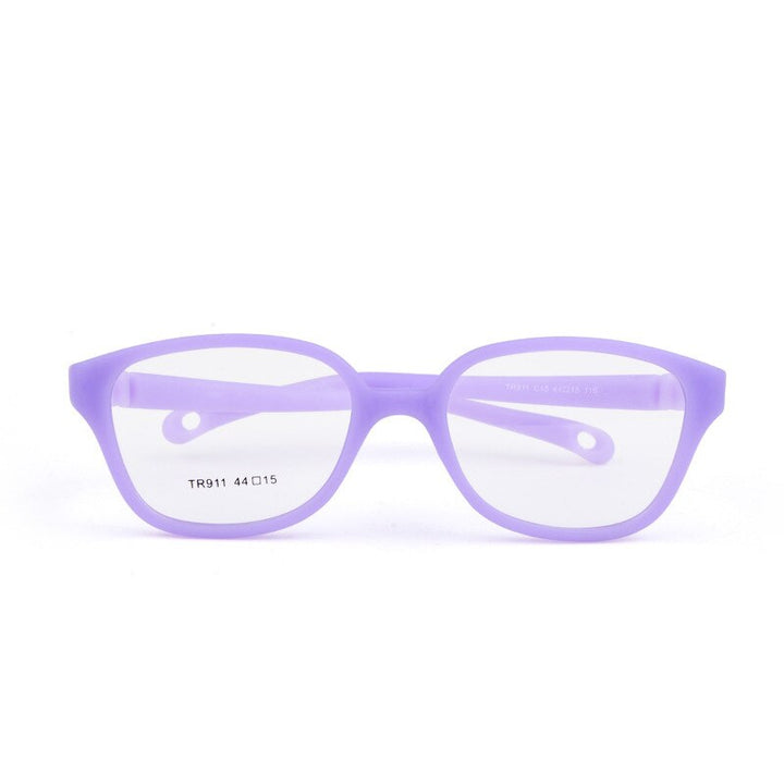 Unisex Children's Plastic Titanium Round Frame Eyeglasses Tr911 Frame Brightzone C15 purple  