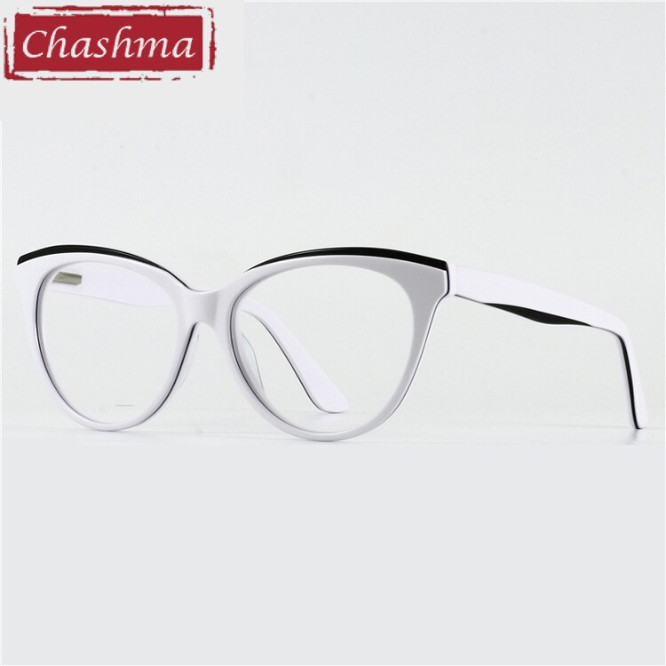 Women's Eyeglasses Cat Eye Acetate 10059 Frame Chashma White  