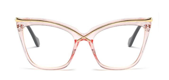 CCSpace Women's Full Rim Brow Line Cat Eye Resin Frame Eyeglasses  45124 Full Rim CCspace C3 pink clear  