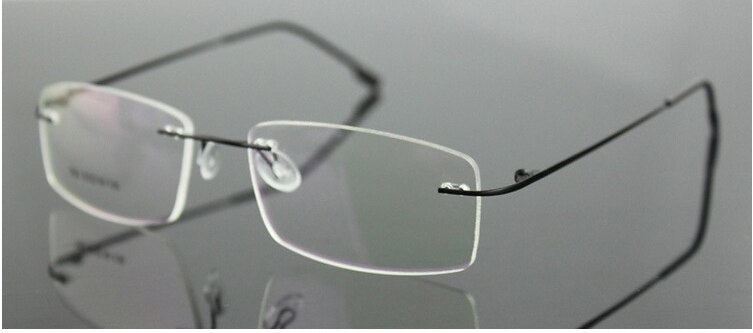 Chashma Ottica Unisex Rimless Rectangle Titanium Alloy Eyeglasses 763 Rimless Chashma Ottica Black  