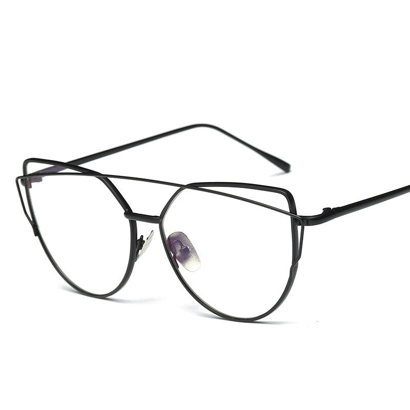 Women's Eyeglasses Double Brige Titanium Cat Eye F16015 Frame Brightzone   