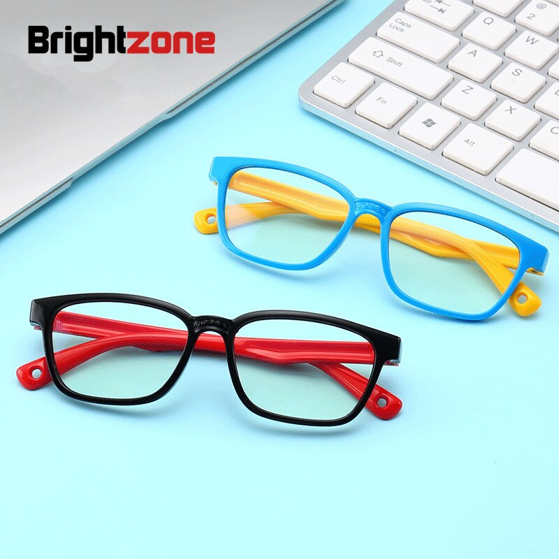 Unisex Children's Anti Blue Light Tr90 Round Eyeglasses Plastic Titanium Frame Anti Blue Brightzone   