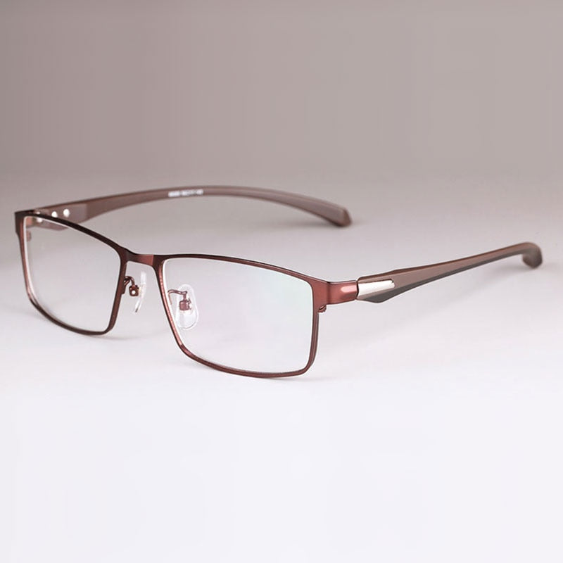 Hotochki Men's Full/Semi Rim Rectangular IP Electroplated Alloy Frame Eyeglasses Semi Rim Hotochki CoffeeFullRim  