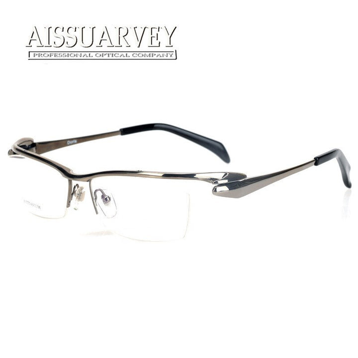 Men's Eyeglasses Semi Rim Pure Titanium 5508 Big Semi Rim Aissuarvey Eyeglasses gray  