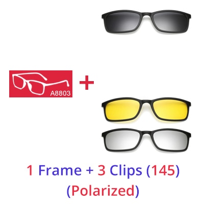 Ralferty Polarized Sunglasses Men Women 5 In 1 Magnetic Clip On Glasses Tr90 Eyewear Frames Eyeglass 8803 Clip On Sunglasses Ralferty 1 Frame 3 Clips 145 Matt Black Frame 