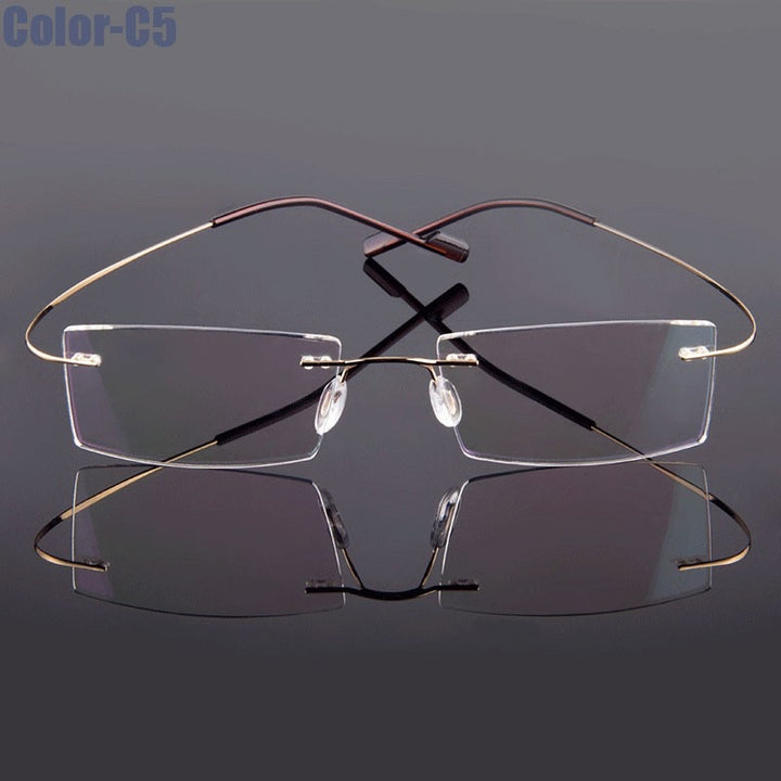 Hotochki Unisex Rimless Titanium Frame Customizable Lens Shape Eyeglasses 5018 Rimless Hotochki C5  