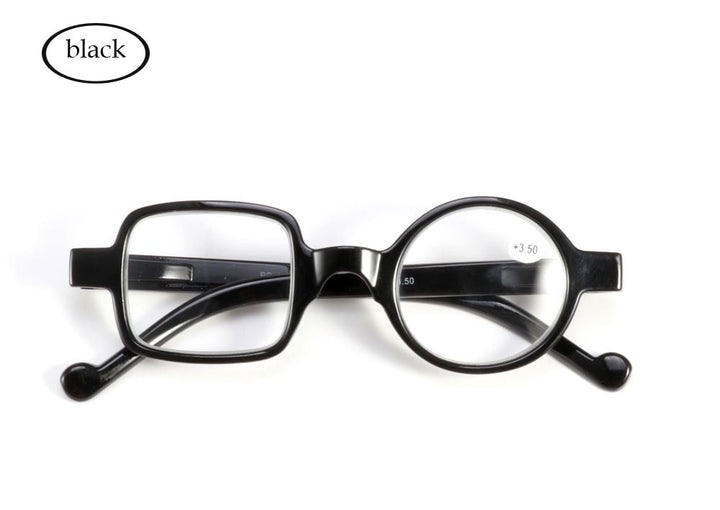 Unisex Reading Glasses 26g One Round One Square Reading Glasses SunSliver +100 black 