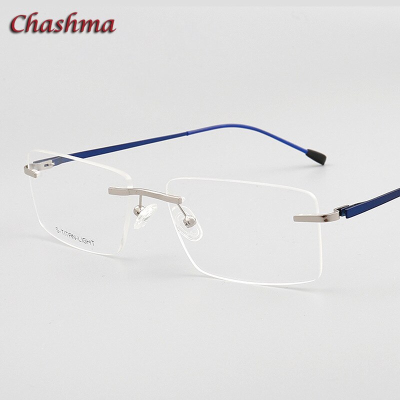 Chashma Ochki Unisex Rimless Square Titanium Eyeglasses 7058 Rimless Chashma Ochki   