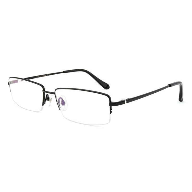 Hotochki Men's Semi Rim Square Titanium Progressive Reading Glasses D81075 Reading Glasses Hotochki +100 Black 