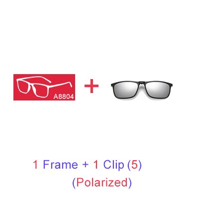 Ralferty Magnetic Sunglasses Men 5 In 1 Polarized Clip On Women Square Sunglases Ultra-Light Night Vision Glasses A8804 Clip On Sunglasses Ralferty 1 Frame Silver Clip Blue Frame 