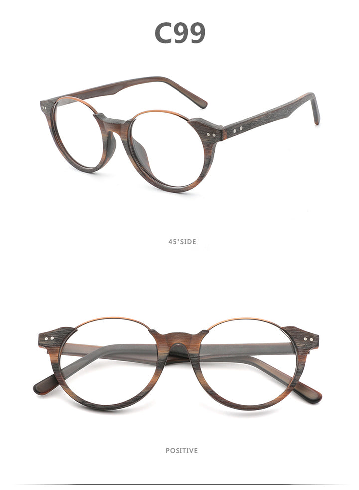 Hdcrafter Unisex Full Rim Square Wood Metal Frame Eyeglasses Ft5359 Full Rim Hdcrafter Eyeglasses   