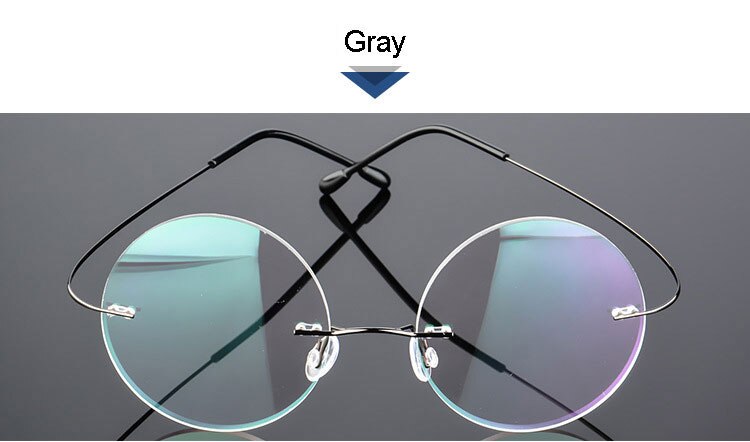Hotochki Unisex Round Rimless Alloy Frame Eyeglasses Rimless Hotochki gray  